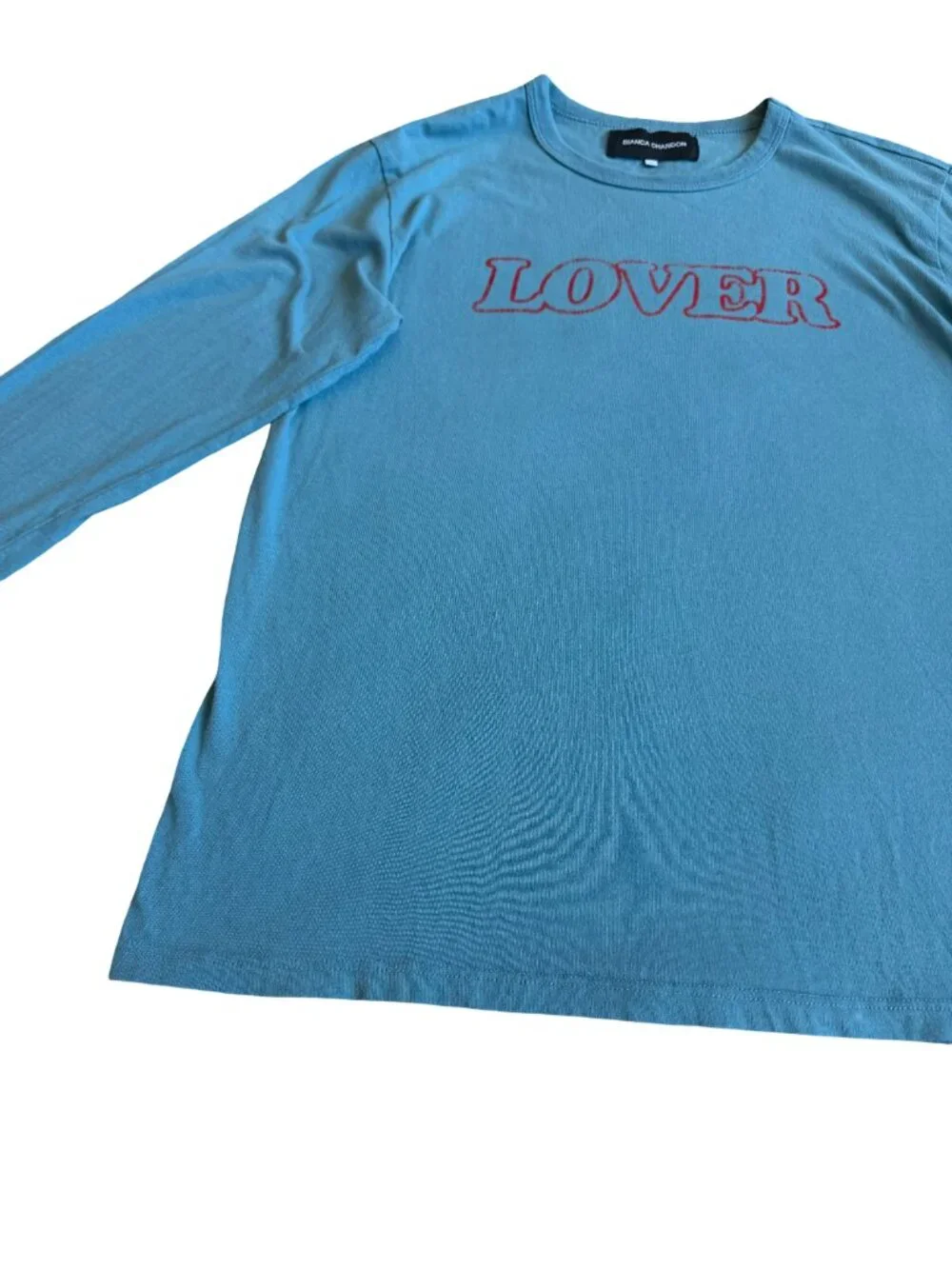 Bianca Chandon Blue Lover Long Sleeve T-Shirt Stretchy Soft Size Medium Men's